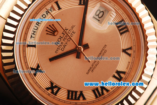 Rolex Day-Date II Rolex 3156 Automatic Movement Full Rose Gold with Rose Gold Dial and Black Roman Numerals - Click Image to Close